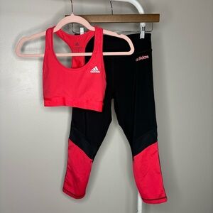 Adidas Women’s Pink and Black Activewear Set XS
